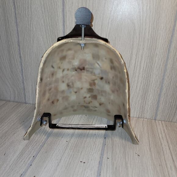 Vtg Mother Of Pearl Glass Mosaic Shell Half Bell-Shaped Lampshade - Picture 3 of 7